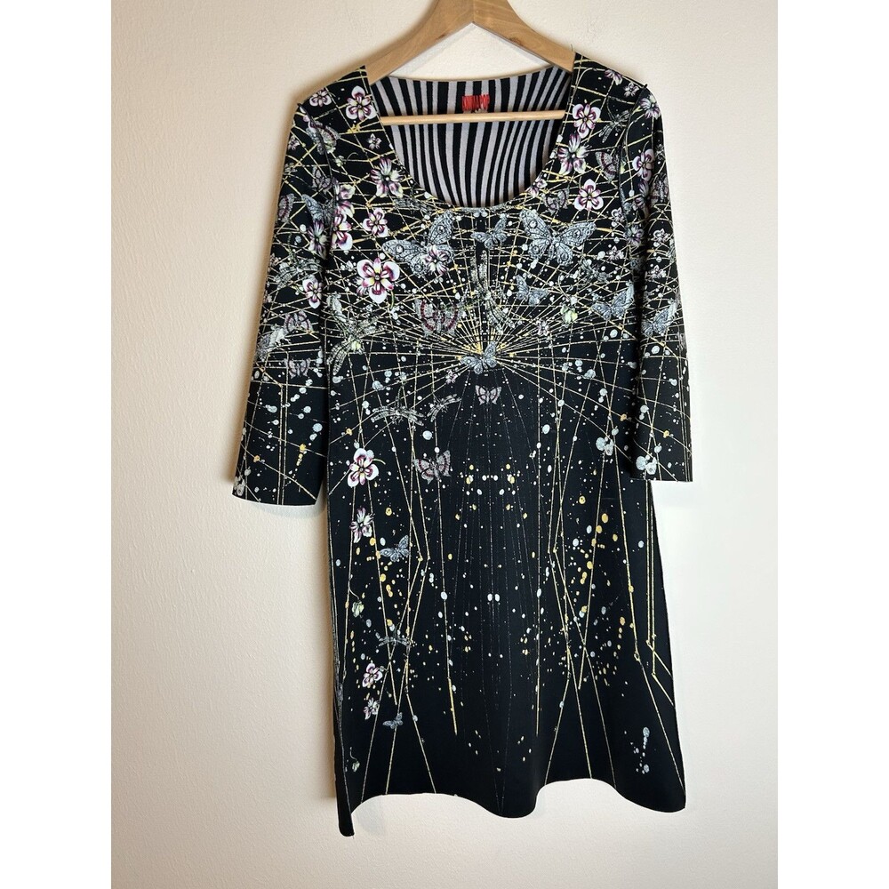Animapop Dress M Medium Made Italy Butterfly Art To Wear Abstract Floral Whimsy